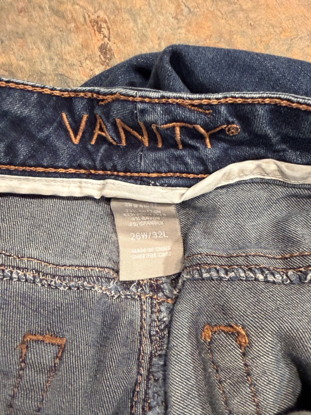 Vanity Skinny Jeans - Dark Blue with Brown Stitching